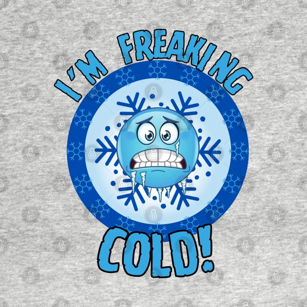 Funny winter holiday blue freezing emoji I'm freaking cold! by Shean Fritts 